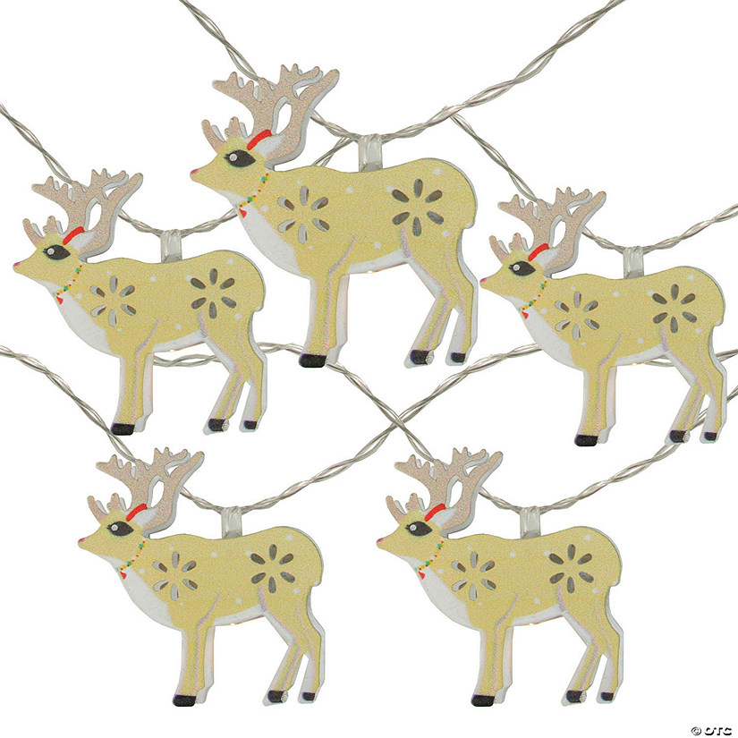 Northlight 10 Battery Operated Warm White LED Reindeer Christmas Lights Image