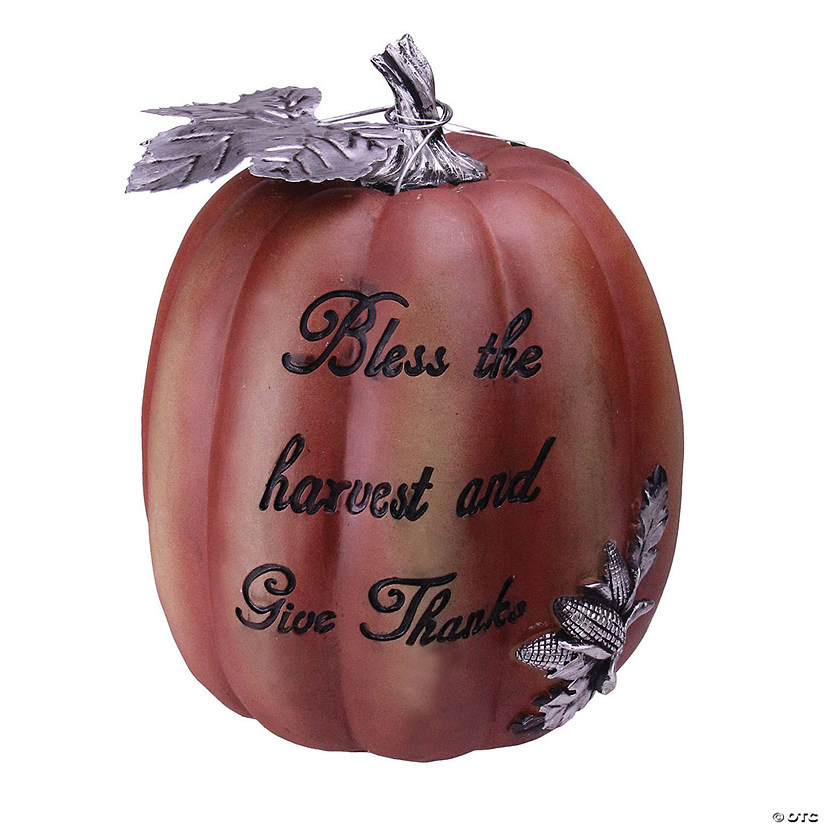 Northlight 10" Bless the Harvest and Give Thanks Thanksgiving Table Top Pumpkin Image