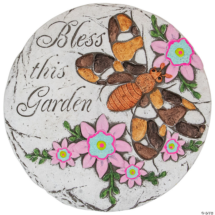 Northlight 10" Bless this Garden Outdoor Floral Garden Stone Image