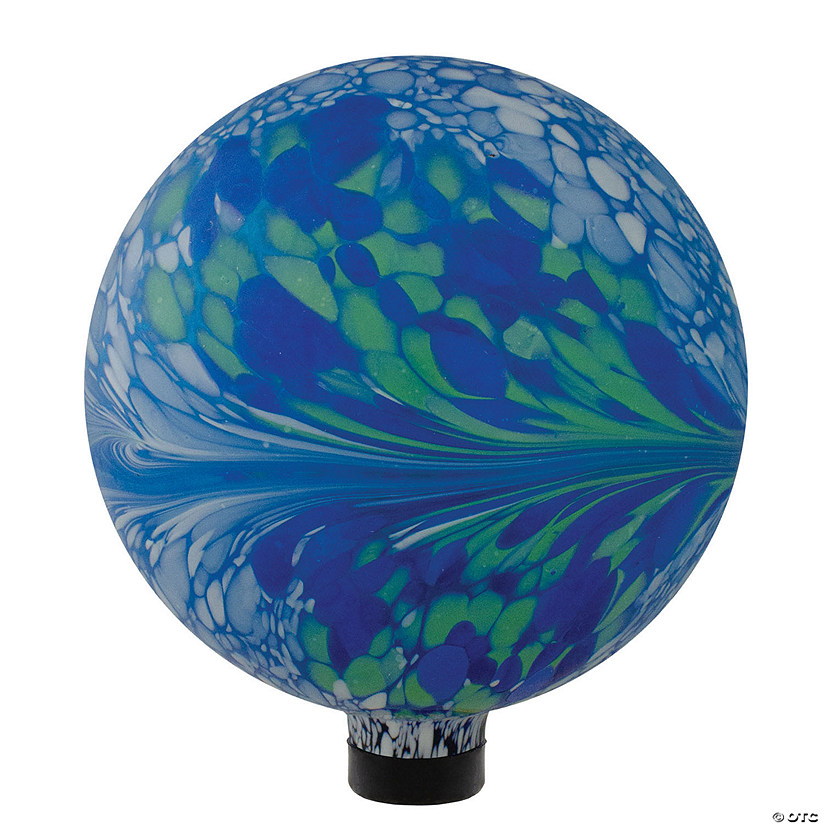 Northlight 10" Blue  White and Green Swirl Designed Outdoor Patio Garden Gazing Ball Image