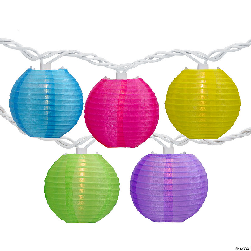 Northlight 10-Count Multi-Color Summer Paper Lantern Patio Lights 8.5ft White Wire Image