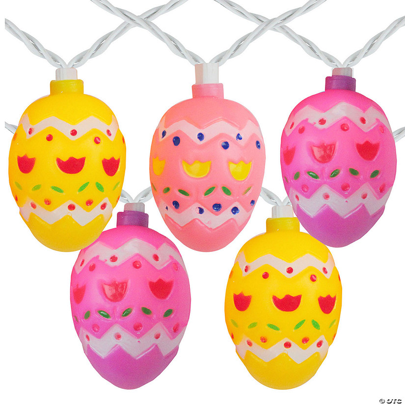 Northlight 10-count pastel multi-color easter egg string light set  7.25ft white wire Image