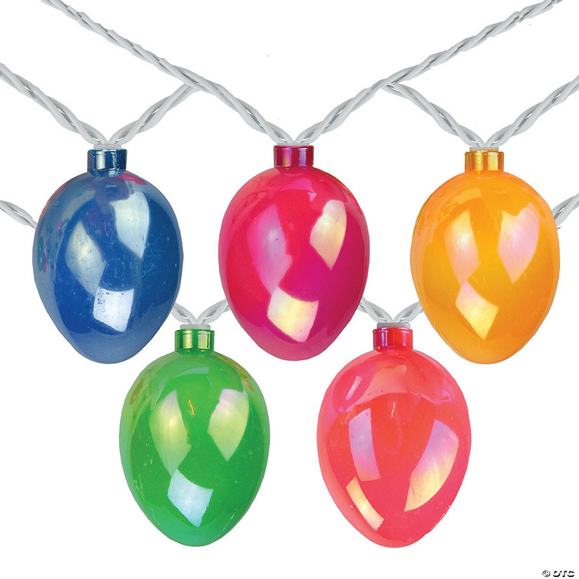 Northlight 10-Count Pearl Multi-Colored Easter Egg String Light Set  7.25ft White Wire Image