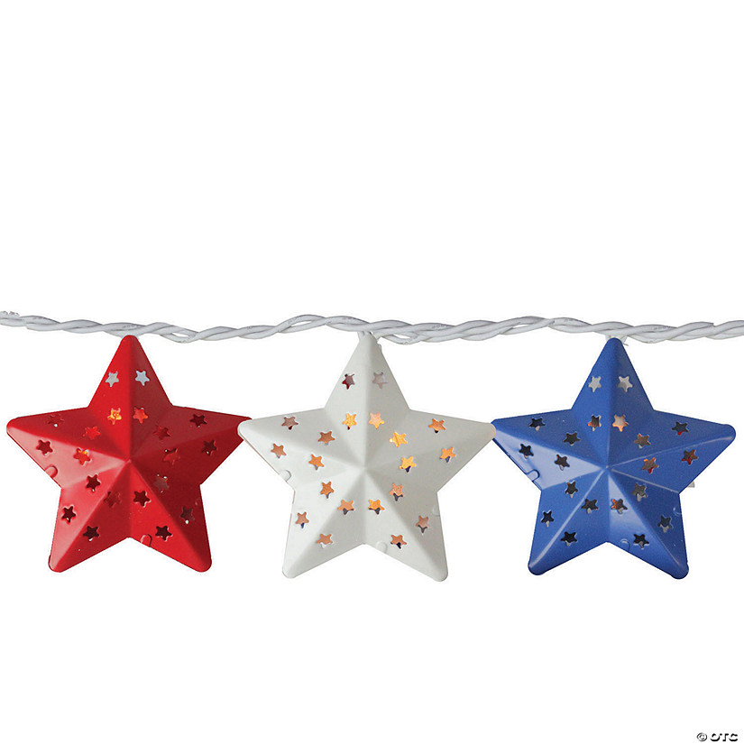 Northlight 10-Count Red and Blue Fourth of July Star String Light Set  7.25ft White Wire Image