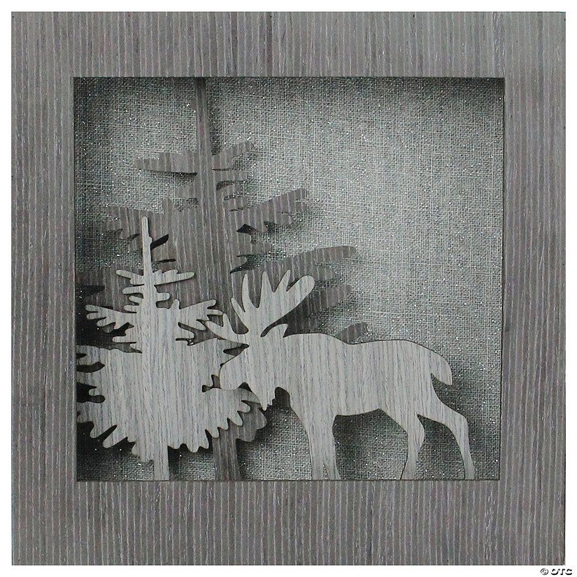 Northlight - 10" Glittered Moose Silhouette Box Framed Christmas Decoration Image