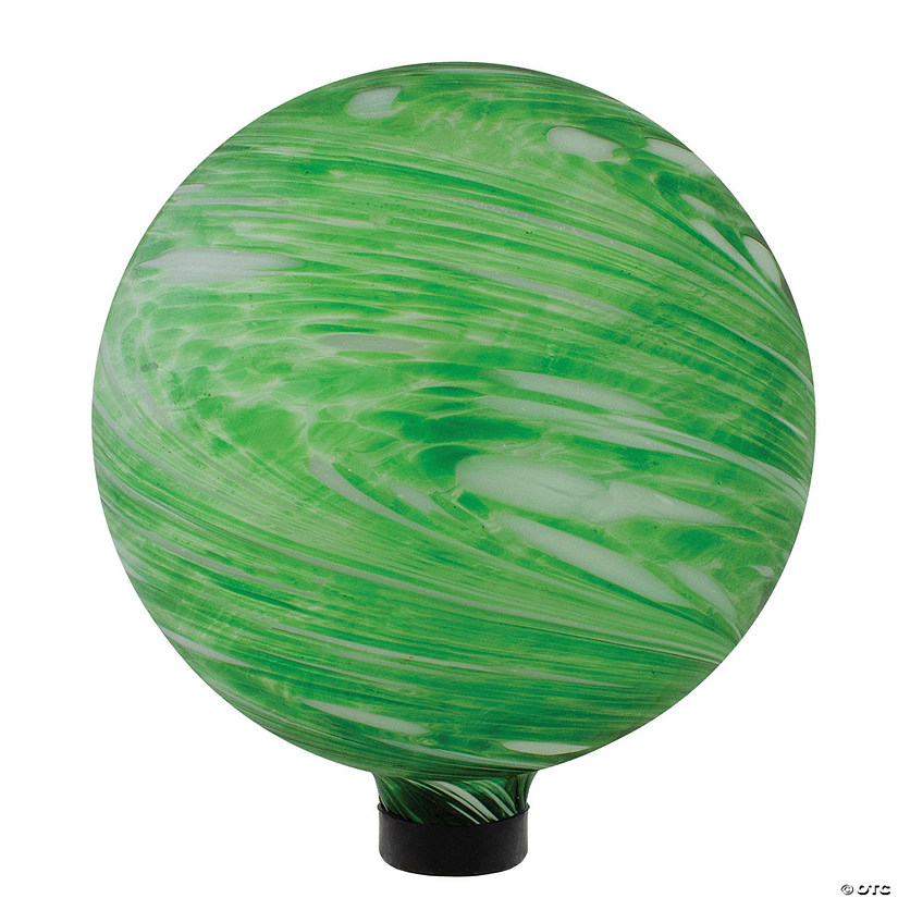 Northlight 10" Green and White Swirl Outdoor Garden Gazing Ball Image