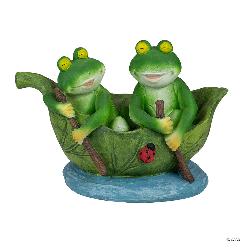Northlight 10" Green Frogs in a Lily Pad Outdoor Garden Statue Image