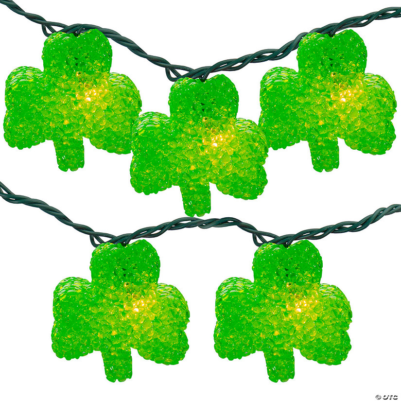 Northlight 10 green irish shamrock st patrick's day string lights - 7.25ft green wire Image