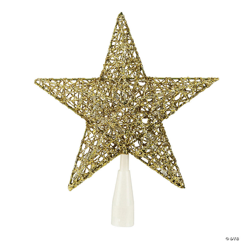 Northlight 10" LED Lighted Gold Glittered Star Christmas Tree Topper  Warm White Lights Image