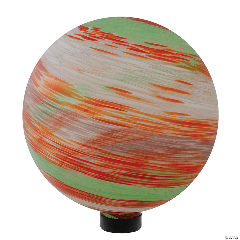 Northlight 10" Orange and Green Swirl Designed Outdoor Garden Gazing Ball Image