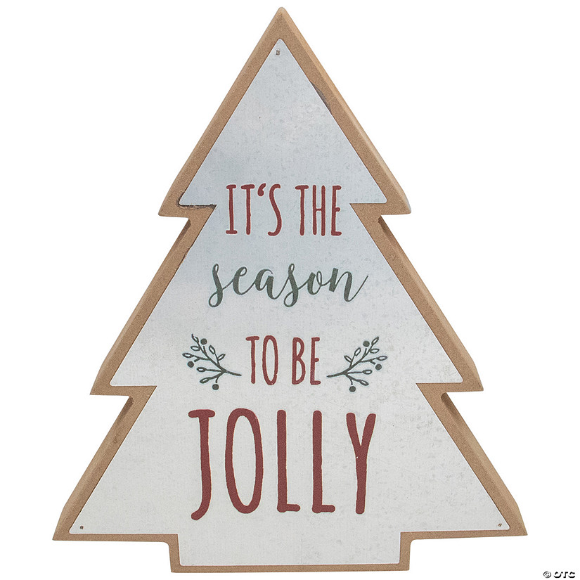 Northlight 10" Tree Shaped Tis the Season to be Jolly Christmas Sign Image