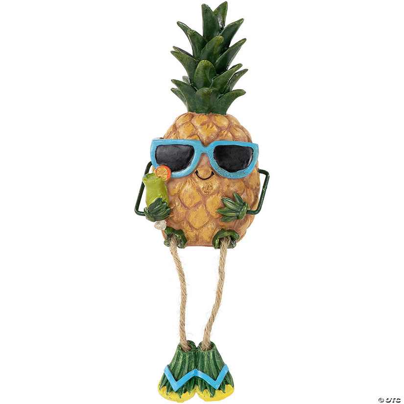 Northlight 10" Tropical Boy Pineapple with Cocktail and Dangling Legs Decoration Image