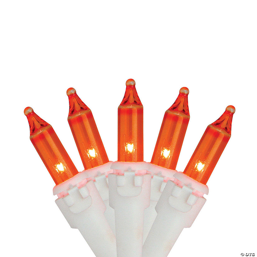 Northlight 100-Count Orange Mini Christmas Lights Set  20.25ft White Wire Image