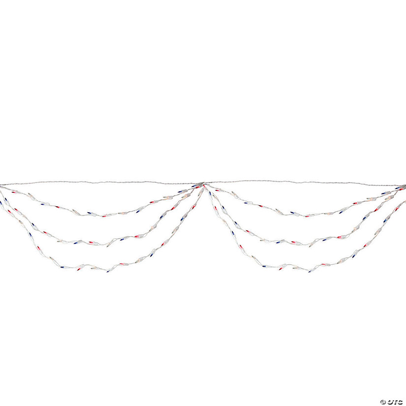 Northlight 100-Count Red and Blue 4th of July Mini Swag Light Set  6ft White Wire Image