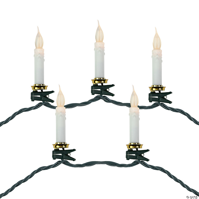 Northlight 10ct Flickering LED Clip On Candle Christmas Lights  7' Green Wire Image