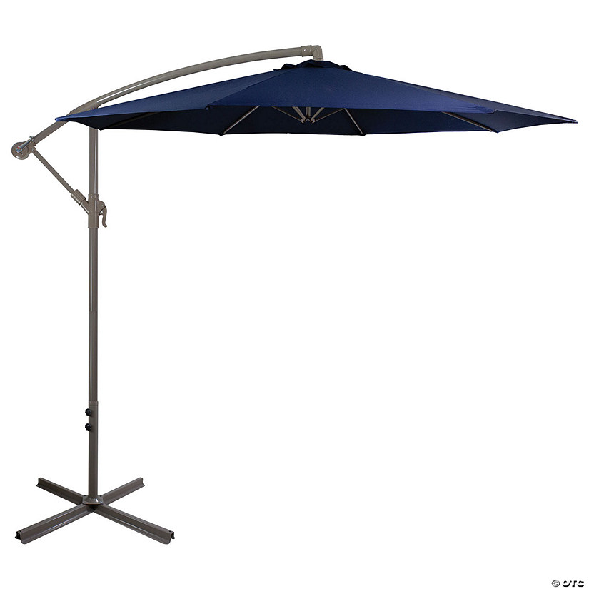Northlight 10ft Offset Outdoor Patio Umbrella with Hand Crank  Navy Blue Image