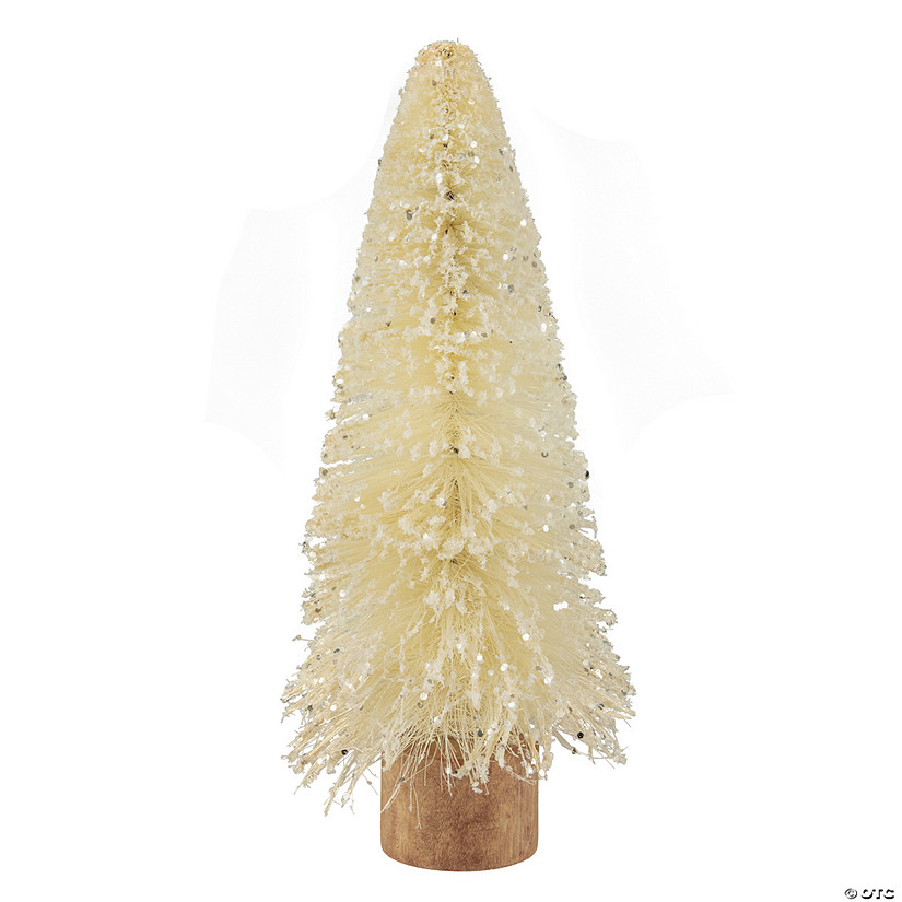 Northlight 11.5" Glittered Cream Sisal Christmas Tree Decoration Image