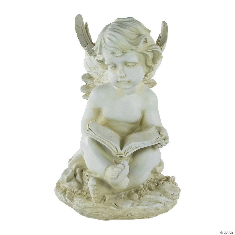 Northlight 11.5" Ivory Sitting Cherub Angel with Book Outdoor Patio Garden Statue Image