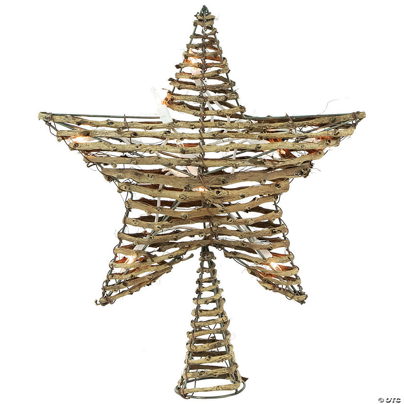 Northlight 11.5" Lighted Rattan Star Christmas Tree Topper - Clear Lights Image