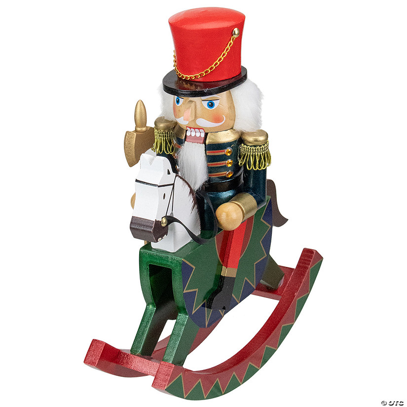 Northlight 11.5 Red and Blue Christmas Nutcracker Soldier on Rocking Horse Image