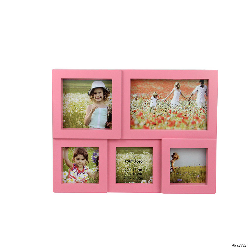 Northlight 11.75" Pink Multi-Sized Puzzled Picture Collage Frame Wall Decor Image