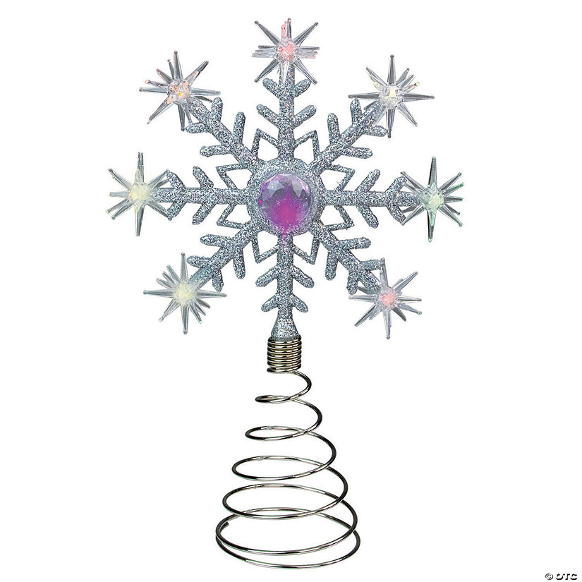 Northlight 11" LED Lighted Coloring Changing Twinkling Snowflake Christmas Tree Topper Image