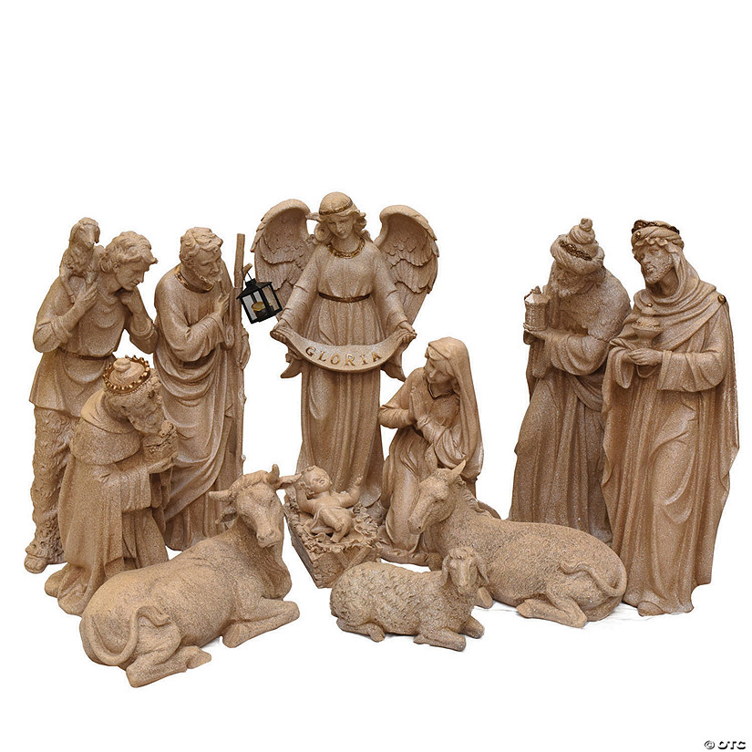 Northlight - 11-Piece Speckled Brown Traditional Religious Christmas Nativity Set 22.75" Image