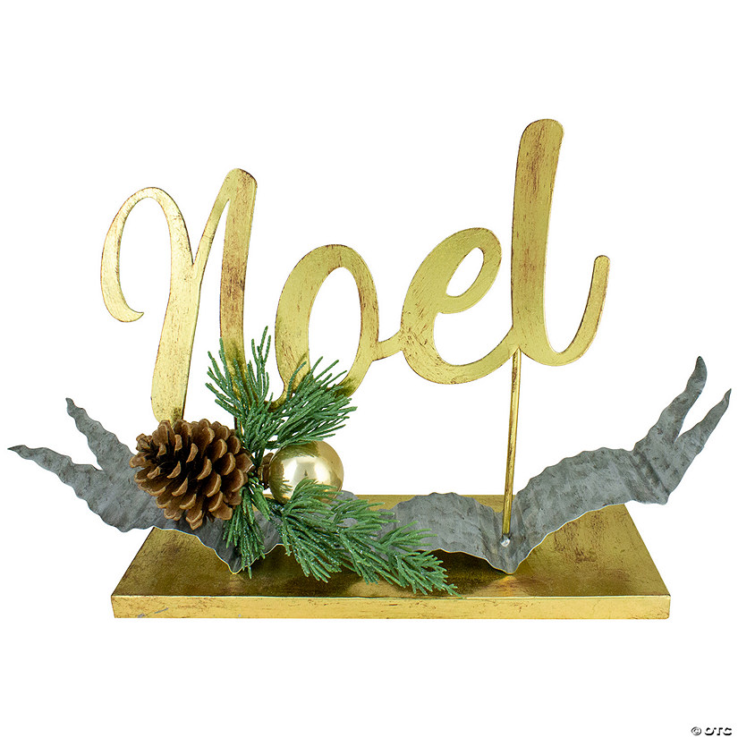 Northlight 11" Pine and Pine Cone "NOEL" Tabletop Christmas Decor Image