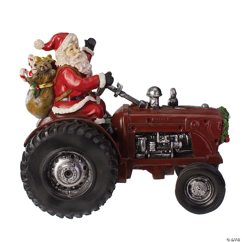 Northlight - 11" Rustic Santa Claus on Tractor Tabletop Christmas Figure Image