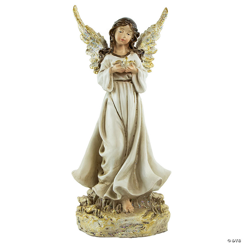 Northlight 11" White Serene Angel with Dove Figure Image