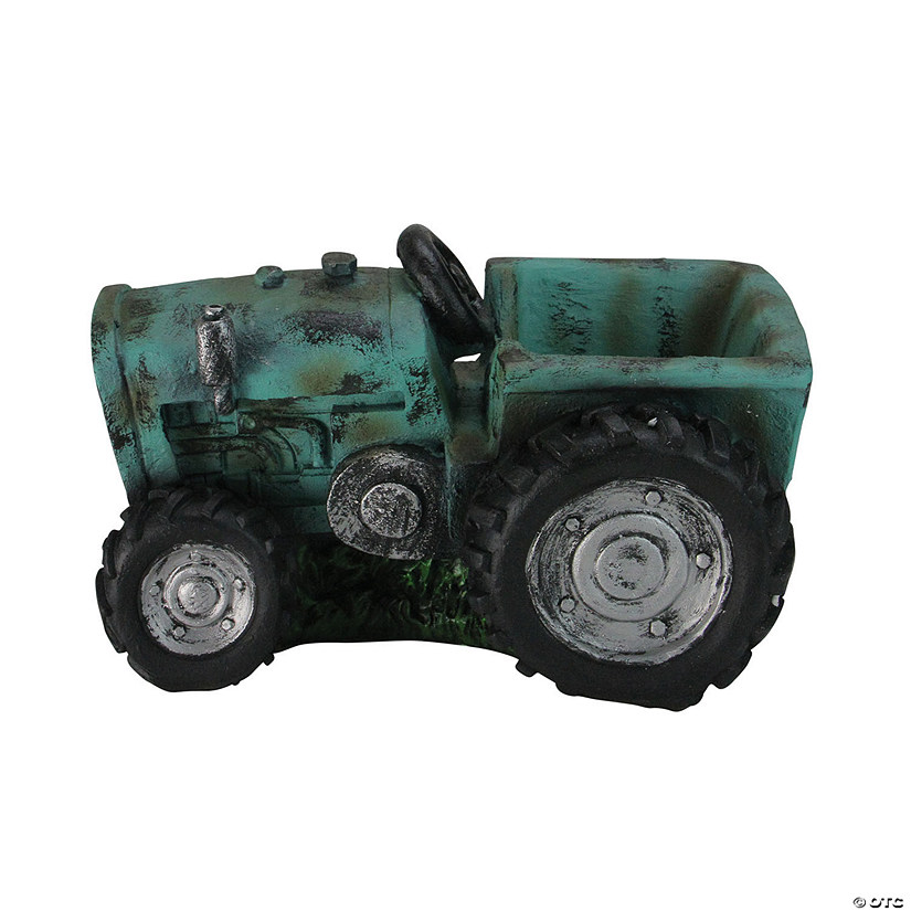Northlight 12.25" Green and Black Distressed Tractor Garden Patio Planter Image
