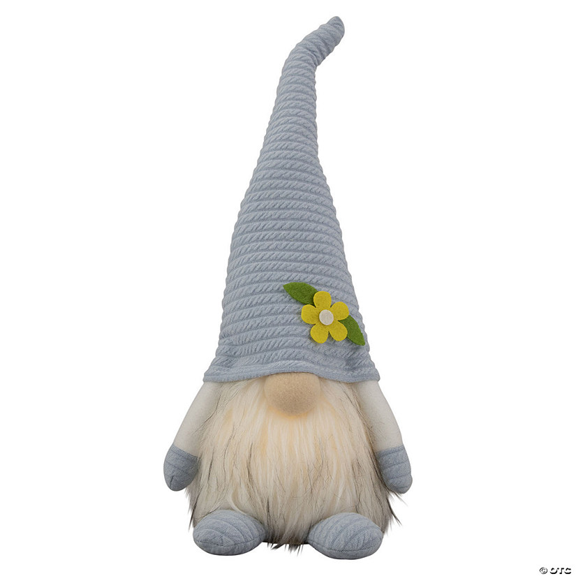 Northlight 12.25" lighted blue spring gnome with flower hat Image