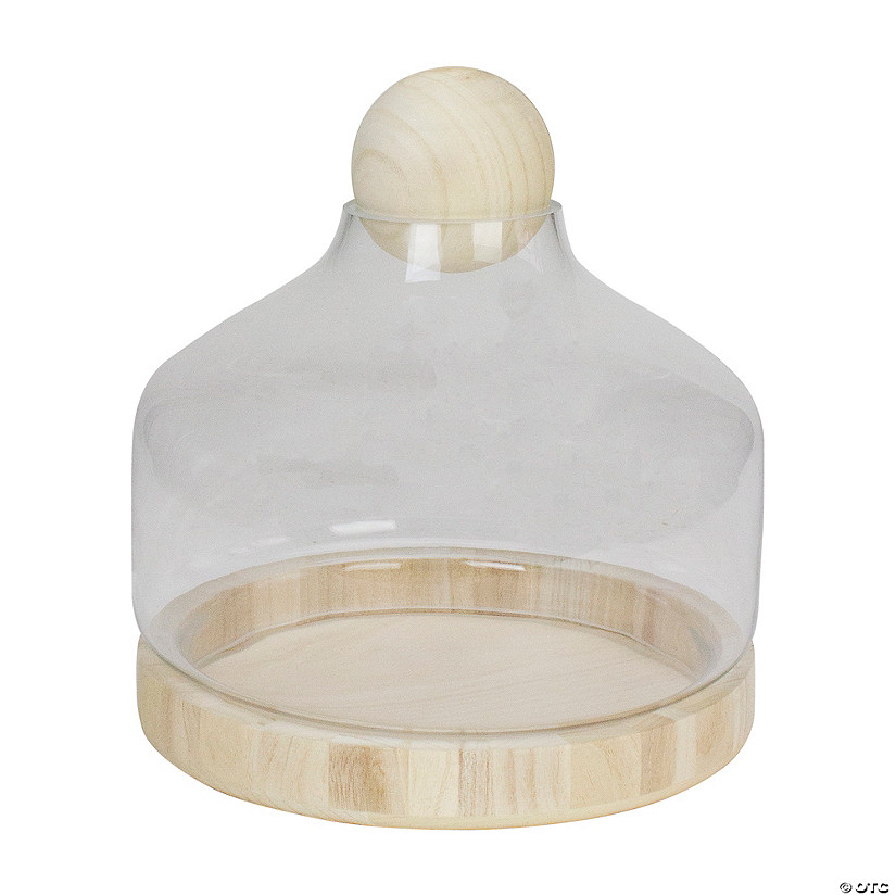 Northlight 12.5" Clear Glass Hurricane with Wooden Lid and Base Image