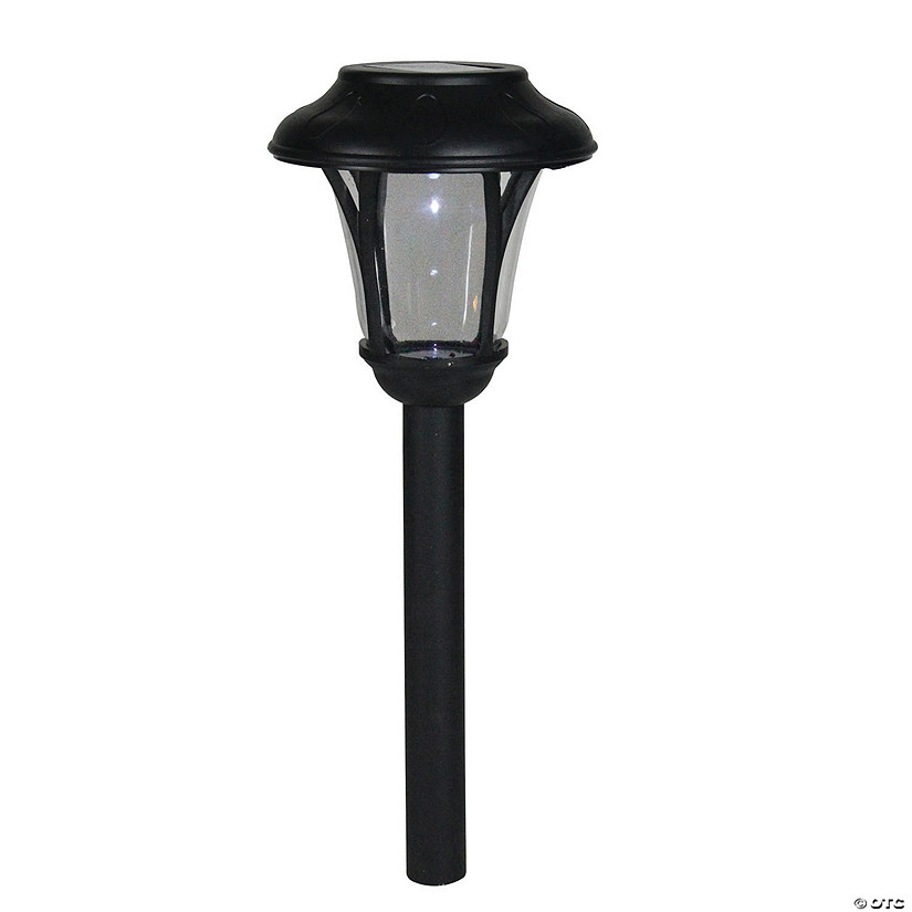 Northlight 12" Black Lantern Solar Light with White LED Light and Lawn Stake Image