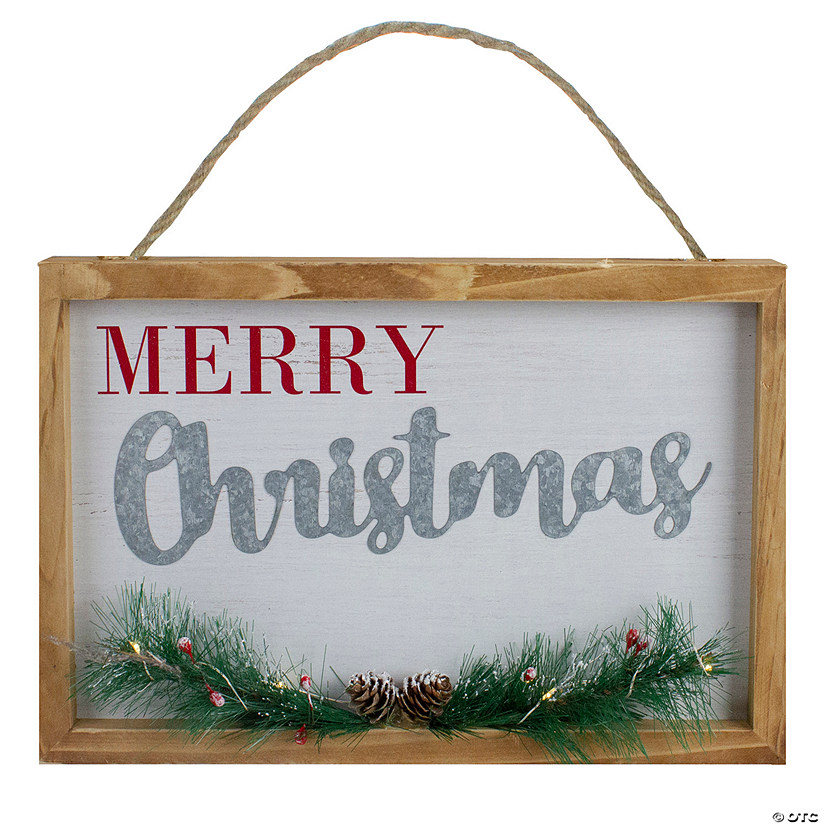 Northlight 12" LED Lighted 'Merry Christmas' Framed Wall Sign with Pine Image