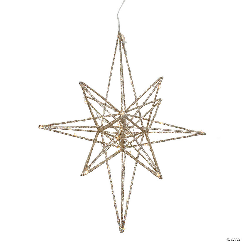Northlight 12" LED Warm White Pre-Lit Gold Glittered Star Christmas Decoration Image