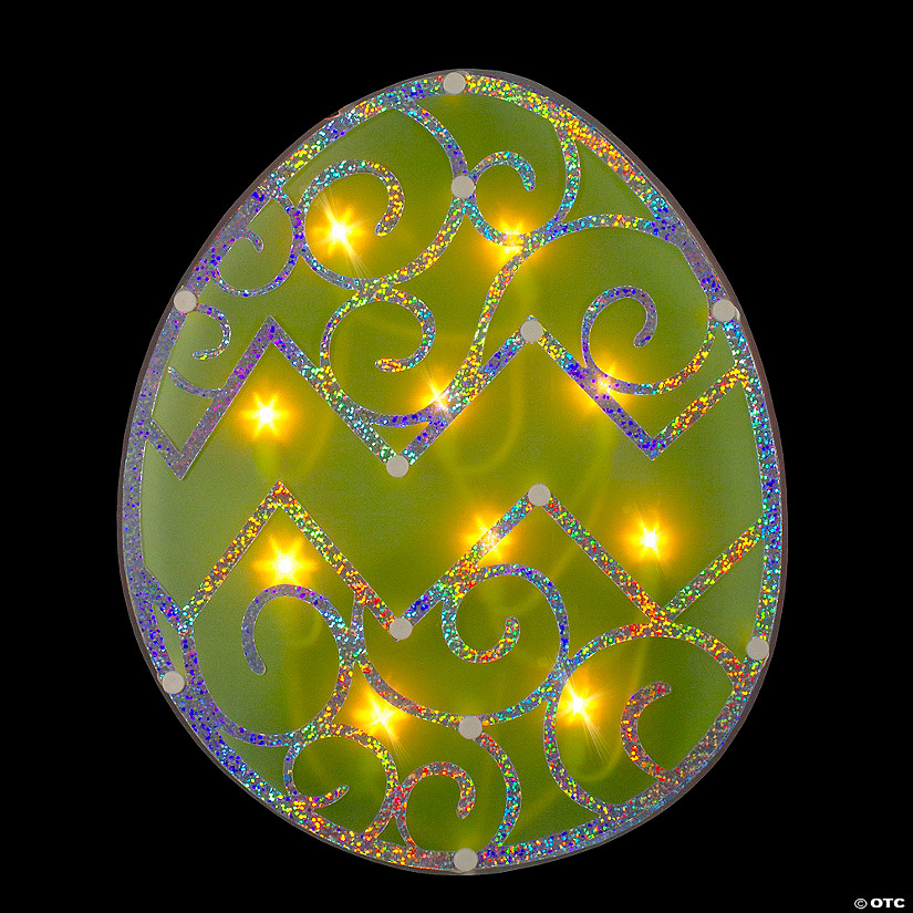 Northlight 12" Lighted Green Easter Egg Window Silhouette Decoration Image