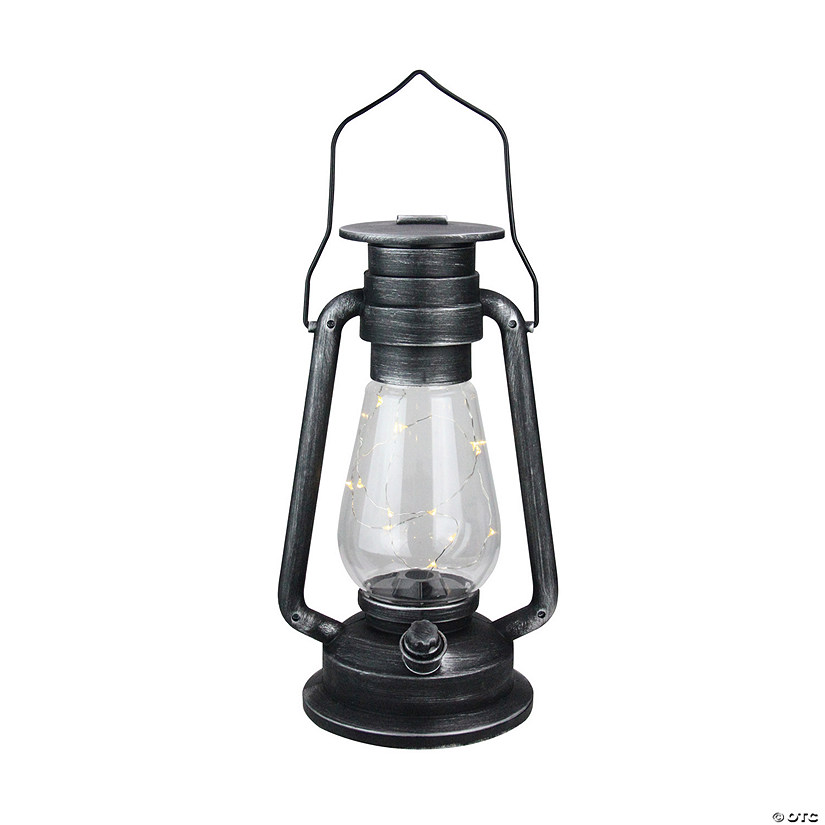 Northlight 12" Silver Brushed Black Traditional Lantern with Micro Lights Image