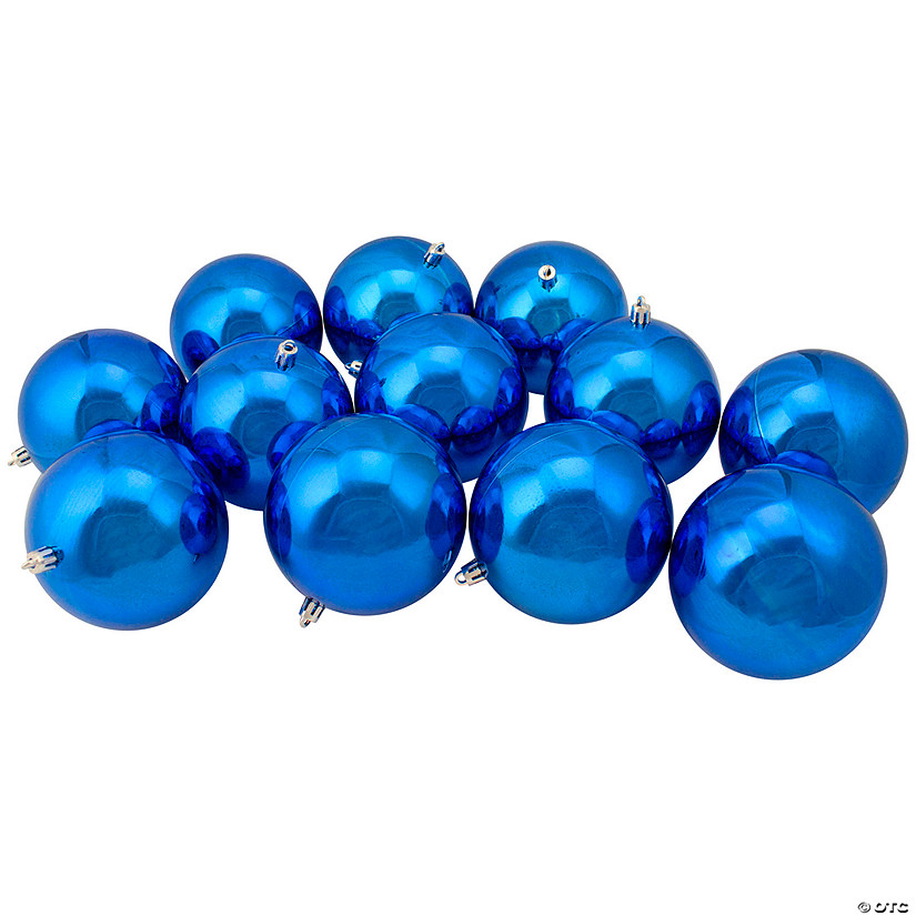 Northlight 12ct Lavish Blue Shatterproof Christmas Ball Ornaments 4" (100mm) Image