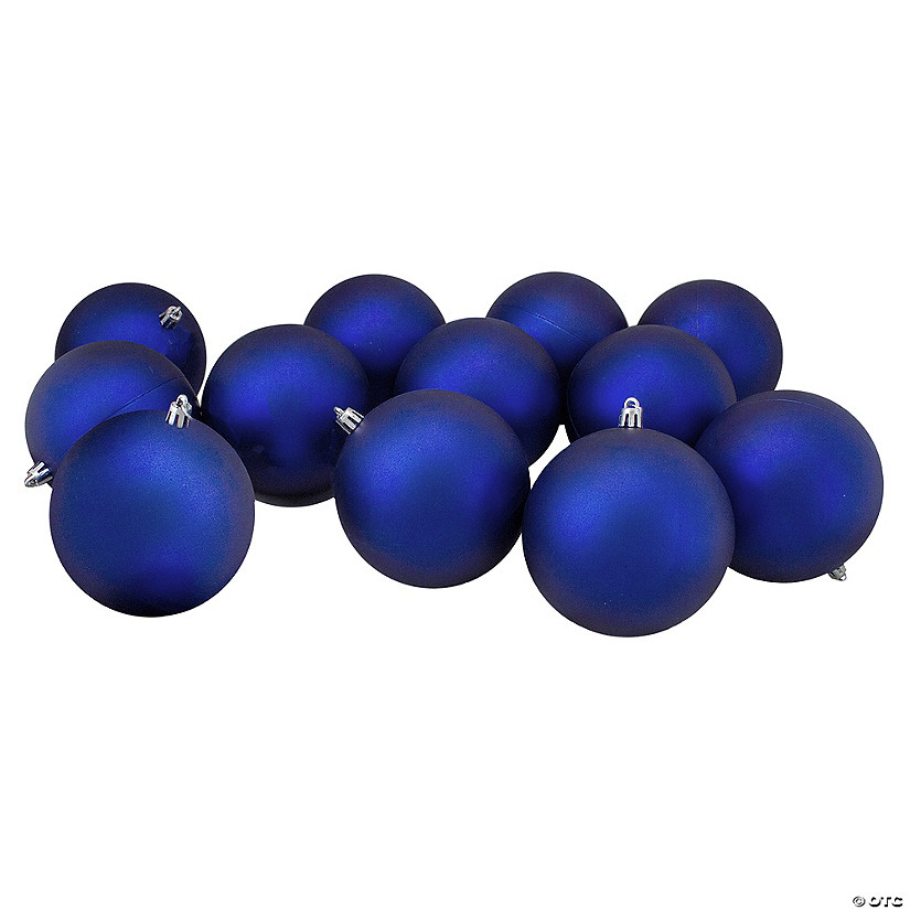 Northlight 12ct Matte Royal Blue Shatterproof Christmas Ball Ornaments 4" (100mm) Image