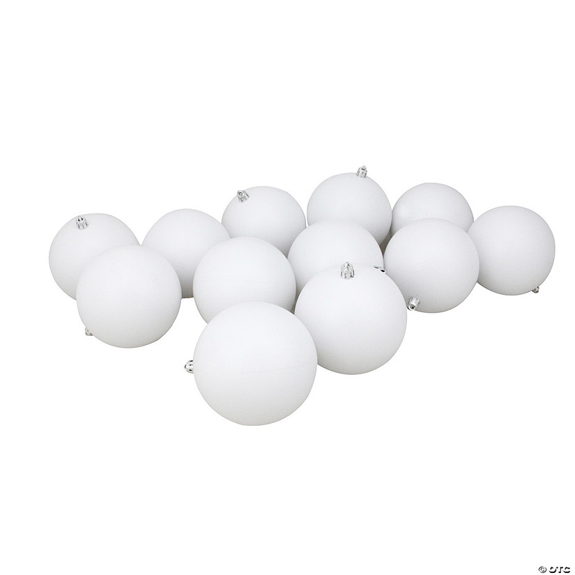 Northlight 12ct Winter White Shatterproof Matte Christmas Ball Ornaments 4" (100mm) Image