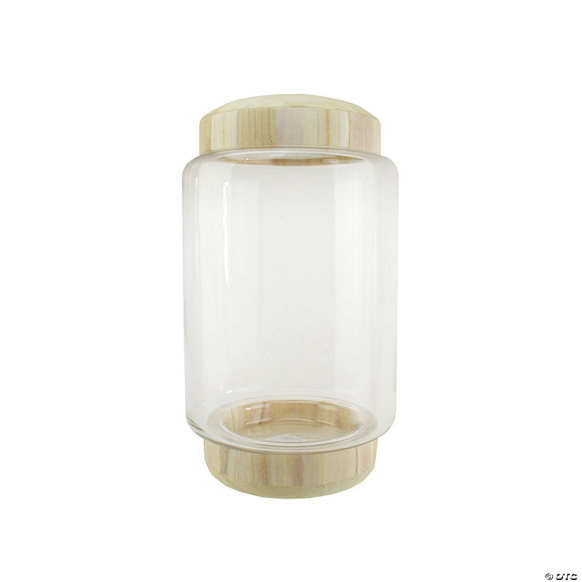 Northlight 13.5" Clear and Beige Round Container with Base Image