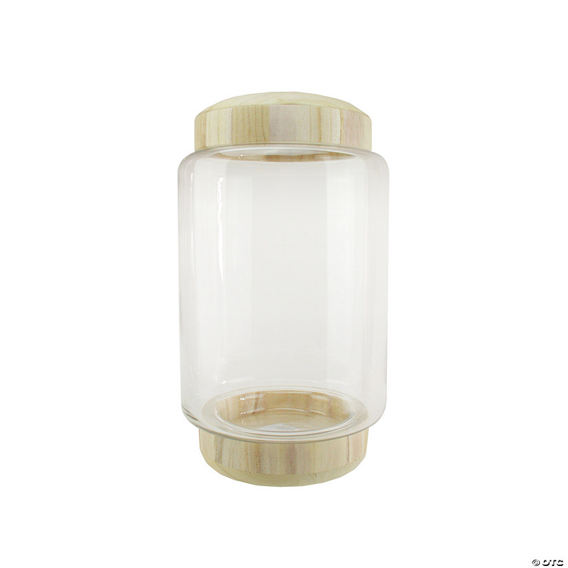 Northlight 13.5" Clear and Beige Round Container with Base Image