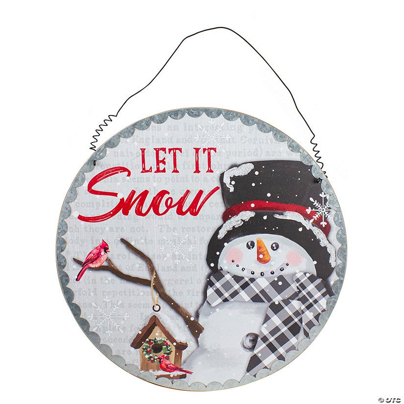 Northlight 13.5" Snowman with Birdhouse Let it Snow Christmas Wall Decor Image