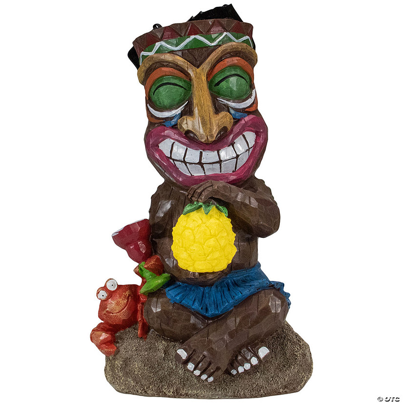 Northlight 13.75" Solar Lighted Polynesian Outdoor Garden Smiling Tiki Statue Image