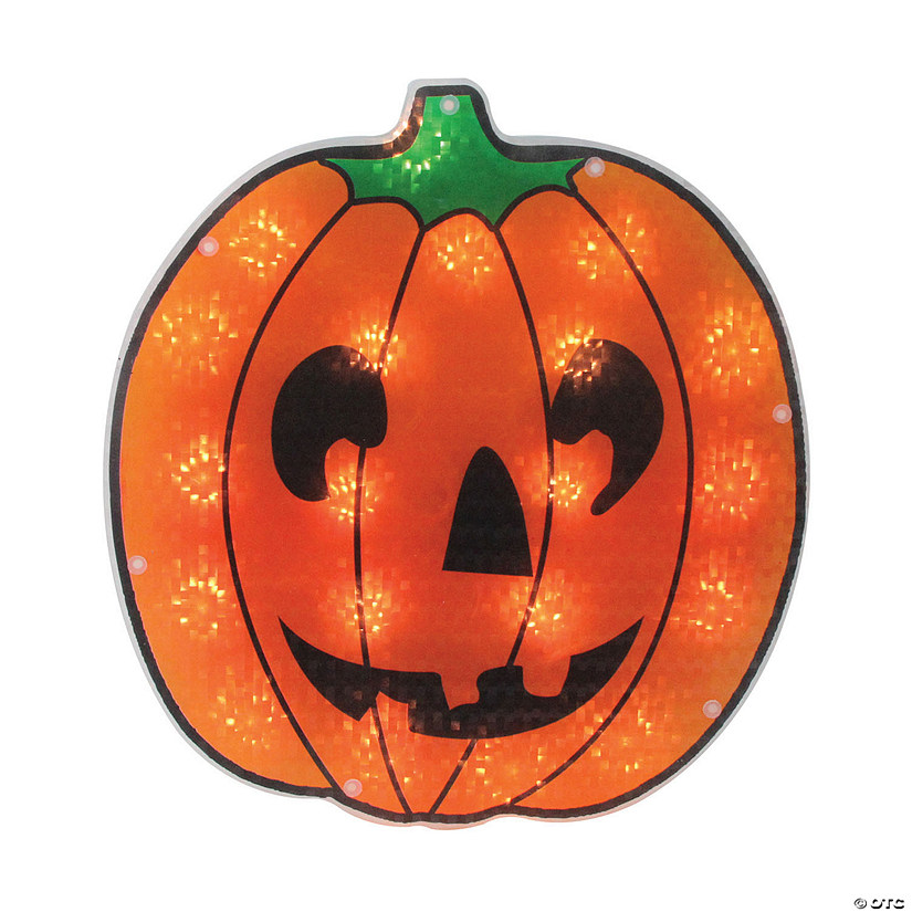 Northlight 13" Lighted Jack O' Lantern Pumpkin Halloween Window Decoration Image