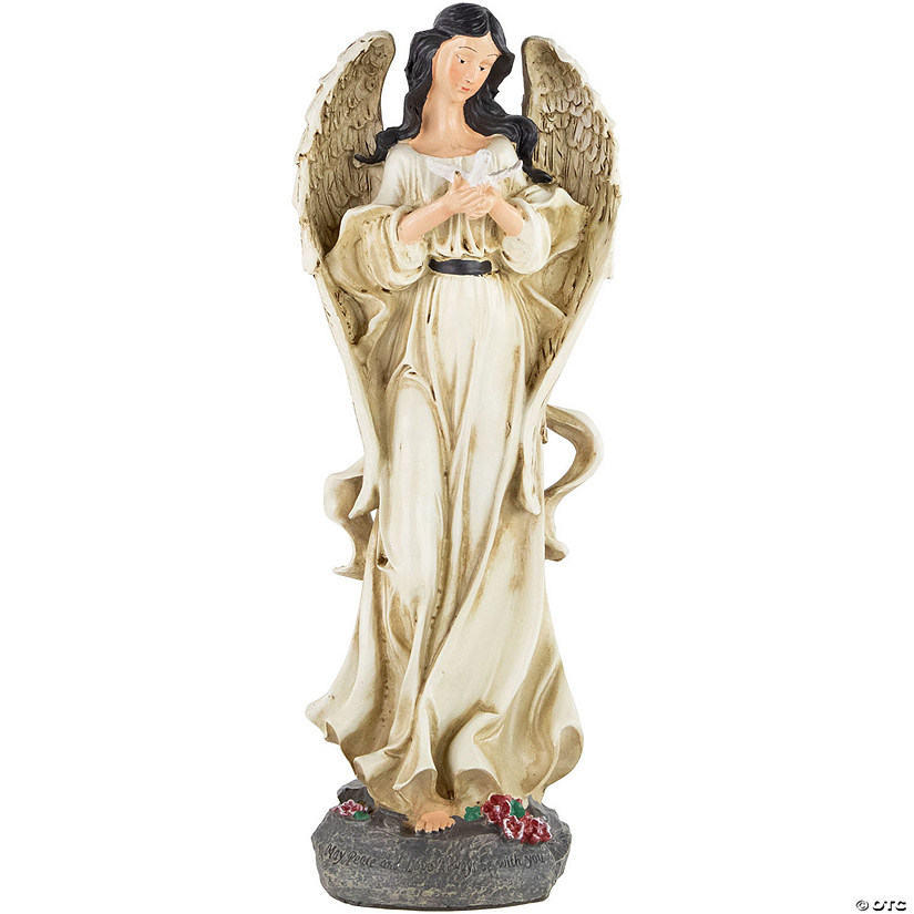Northlight 13" Peace and Love Angel with Dove Outdoor Garden Statue Image