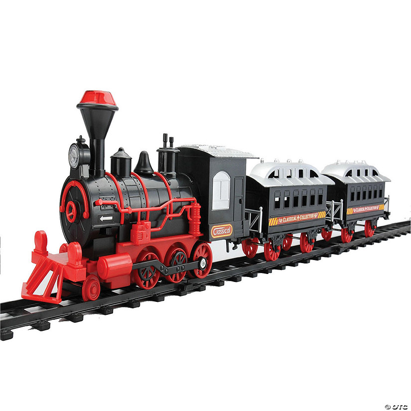 Northlight - 13-Piece Red and Black Battery Operated Lighted and Animated Train Set with Sound Image