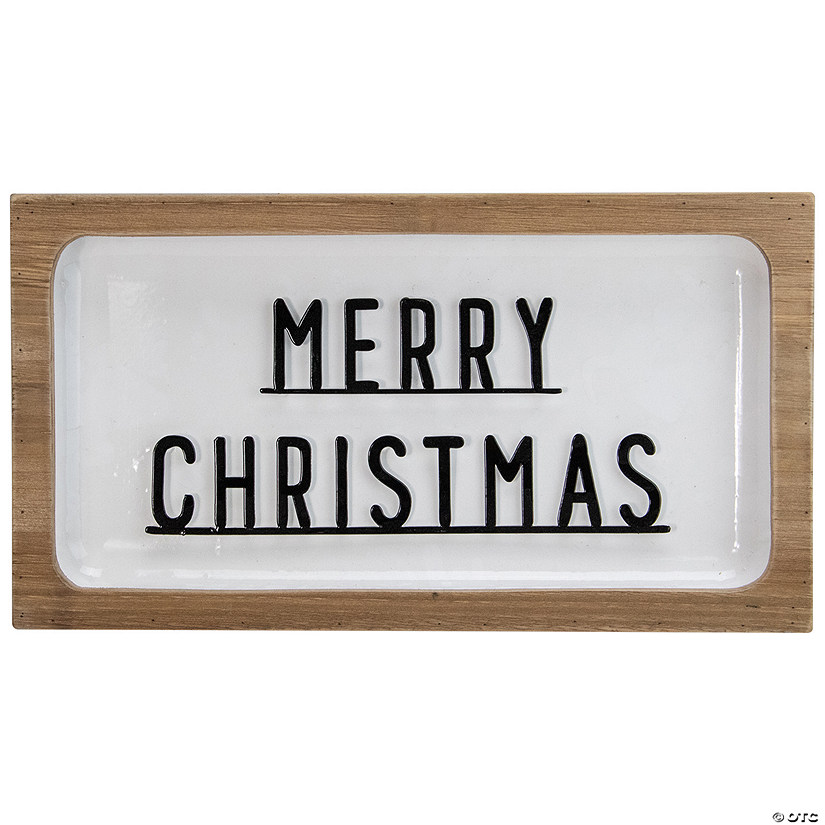 Northlight 13" White and Brown "Merry Christmas" 3D Wooden Christmas Wall or Tabletop Decor Image