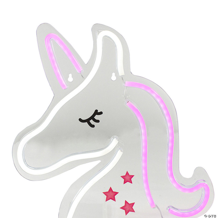 Northlight 13" White and Pink LED Neon Style Unicorn Wall Sign Image
